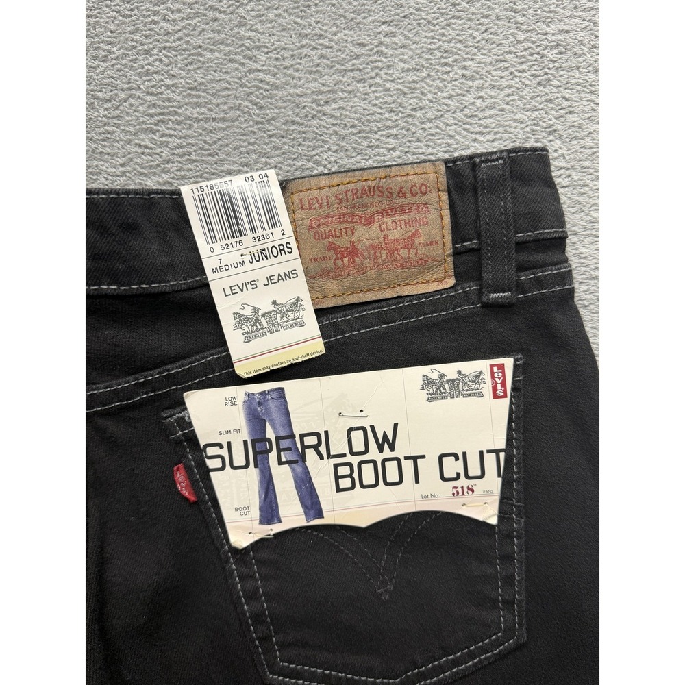 Levis 518 Jeans Girls 7 Black Superlow Boot Cut Slim Stretch - Picture 6 of 9
